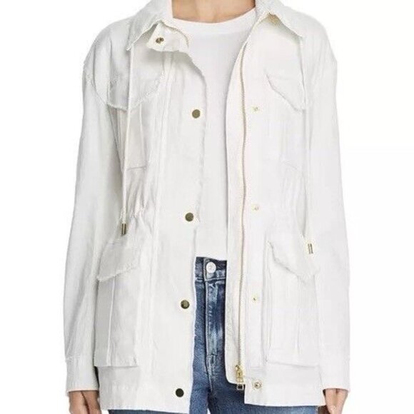 ATM Anthony Thomas Melillo M Womens White Field Full Zip Drawstring Zip Up Hood - Picture 2 of 13